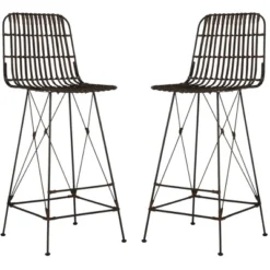 Minerva Wicker Bar Stool (Set Of 2) - Safavieh -Restaurant Furniture Store GUEST f165ad82 1378 4df5 a64d ee5f3c1f3bd0