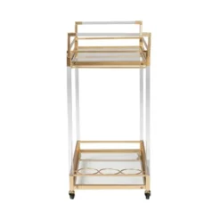 Savannah Metal And Glass Wine Cart Gold/Clear - Baxton Studio -Restaurant Furniture Store GUEST f2d14161 b13f 4426 a7a1 007e549394b0