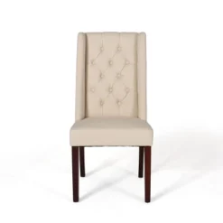 Set Of 2 Blount Wooden Dining Chairs With Fabric Cushions Beige/Natural Finish - Christopher Knight Home -Restaurant Furniture Store GUEST f33a01c3 8965 425f 9eb4 b417d11d1f93
