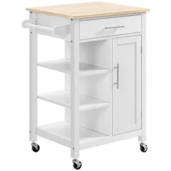HOMCOM Compact Kitchen Island Cart On Wheels, Rolling Utility Trolley Cart With Storage Shelf & Drawer For Dining Room -Restaurant Furniture Store GUEST f37f42ec e4a4 4a66 a854 55a386b56c93