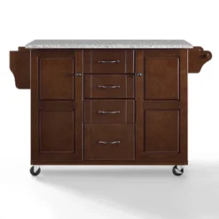 Eleanor Granite Top Kitchen Cart Mahogany/Gray - Crosley -Restaurant Furniture Store GUEST f3c7cb06 7ea5 4d61 ba46 db365c429d4f