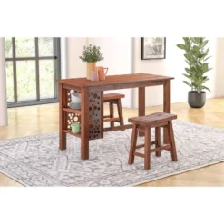 3pc Rectangular Brittany Dining Table Set Wire Brushed Finish Chestnut - Boraam -Restaurant Furniture Store GUEST f439716c 4f3e 4e60 9a1b 388277ca44a6