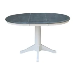 36" Dining Height Morse Round Top Pedestal Drop Leaf Dining Table White/Heather Gray - International Concepts -Restaurant Furniture Store GUEST f4434a74 5c95 419b 8a3f 01f16dc6d33e