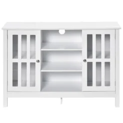 HOMCOM Modern Sideboard, Storage Cabinet, Buffet With 2 Slatted Framed Doors, Open Middle Shelving And Cable Management Hole -Restaurant Furniture Store GUEST f477e072 daae 4e42 a199 79725a393c74