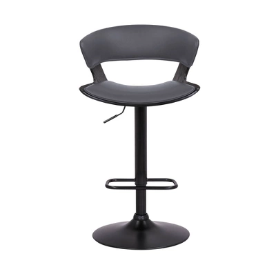 Karine Adjustable Swivel Faux Leather Metal Barstool Gray/Black - Armen Living 3 Karine Adjustable Swivel Faux Leather Metal Barstool Gray/Black - Armen Living