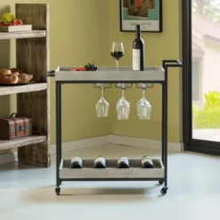 Vintiquewise Metal Wine Bar Serving Cart With Rolling Wheels, Wine Rack, And Glass Holder 12 Vintiquewise Metal Wine Bar Serving Cart With Rolling Wheels, Wine Rack, And Glass Holder -Restaurant Furniture Store GUEST f4ec8e5f be71 461d b2f2 27a6b00dcdd0