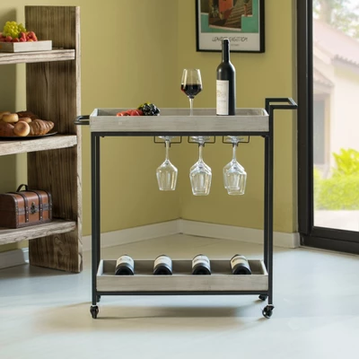 Vintiquewise Metal Wine Bar Serving Cart With Rolling Wheels, Wine Rack, And Glass Holder 7 Vintiquewise Metal Wine Bar Serving Cart With Rolling Wheels, Wine Rack, And Glass Holder - Image 5