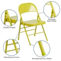Flash Furniture 4 Pack HERCULES COLORBURST Series Triple Braced & Double Hinged Metal Folding Chair -Restaurant Furniture Store GUEST f523371a 62d8 48d2 9263 2697d55359b8