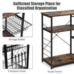 Costway Industrial Kitchen Baker's Rack Microwave Stand Utility Storage Shelf W/ 6 Hooks Steel Black 17 Costway Industrial Kitchen Baker's Rack Microwave Stand Utility Storage Shelf W/ 6 Hooks Steel Black -Restaurant Furniture Store GUEST f524f6a1 8ccd 4230 a1ce d001015ca25e