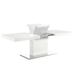 Vector Extendable Dining Table White Silver - Modway