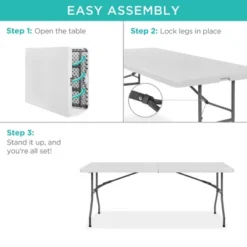 Best Choice Products 6ft Plastic Folding Table, Indoor Outdoor Heavy Duty Portable W/ Handle, Lock For Picnic -Restaurant Furniture Store GUEST f648a035 0a95 4628 afd9 4b38631829d0