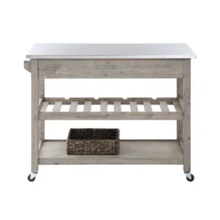 Montana Kitchen Island With Stainless Steel TopLight Barnwood Wire Brush - Boraam -Restaurant Furniture Store GUEST f676ef5d afdb 47ad 9d3d b58aa40c9094