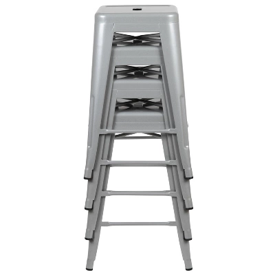 Emma And Oliver 4 Pack 24" High Metal Indoor Counter Bar Stool - Stackable Stool 8 Emma And Oliver 4 Pack 24" High Metal Indoor Counter Bar Stool - Stackable Stool - Image 6