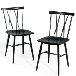Costway Set Of 2 Dining Side Chairs Chairs Armless Cross Back Kitchen Bistro Caf -Restaurant Furniture Store GUEST f6c10007 668f 4563 8614 5dc19274eb34