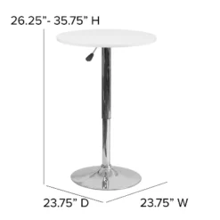 Emma And Oliver 23.75" Round 26.25" - 35.75 Adjustable Height White Wood Table -Restaurant Furniture Store GUEST f7006e39 4041 48ef b609 ab6f161b0a14