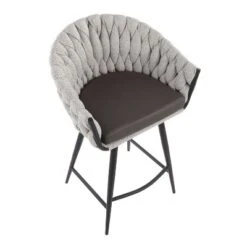 26" Braided Matisse Counter Height Barstool With Faux Leather And Fabric - LumiSource -Restaurant Furniture Store GUEST f866ffc0 da2a 4362 be79 8cbe44667070