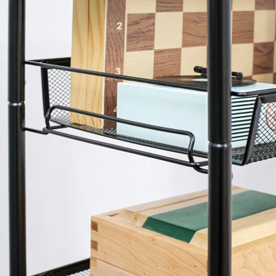 HOMCOM 5 Tier Utility Rolling Cart, Metal Storage Cart, Kitchen Cart With Removable Mesh Baskets, For Living Room, Laundry, Garage And Bathroom, Black 7 HOMCOM 5 Tier Utility Rolling Cart, Metal Storage Cart, Kitchen Cart With Removable Mesh Baskets, For Living Room, Laundry, Garage And Bathroom, Black - Image 5