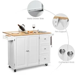 Costway Drop-Leaf Kitchen Island Trolley Cart Wood Storage Cabinet W/ Spice Rack White -Restaurant Furniture Store GUEST fa937470 6812 4d9f bace 97cfa6a7d01c