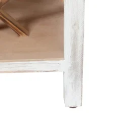 LuxenHome Distressed White And Gray Wood 1-Door Storage Wine Cabinet -Restaurant Furniture Store GUEST fb13aed8 d45a 4f6f b9f6 86b84f2550ee