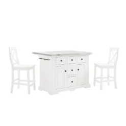 Julia Stainless Steel Top Island With 2 X-Back Stools - Crosley -Restaurant Furniture Store GUEST fb19be66 d2e4 4d91 942e 0e91d7824e36