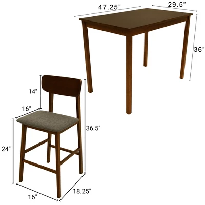 Zenvida Mid Century Counter Height Dining Table Set, Rectangle Solid Wood Table And 4 Chairs 4 Zenvida Mid Century Counter Height Dining Table Set, Rectangle Solid Wood Table And 4 Chairs - Image 2