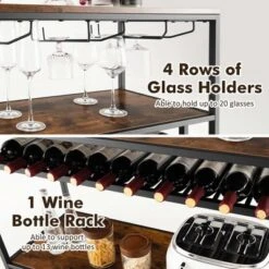 Costway Rustic Wine Rack Table 13 Bottles Wine Bar Cabinet Freestanding With Glass Holder -Restaurant Furniture Store GUEST fc323432 4583 4c73 9a6a 3b128ea7b8ae
