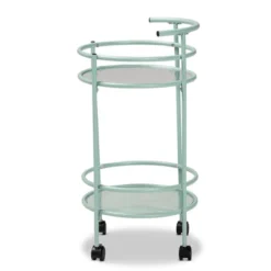 Newell Metal 2 Tier Kitchen Cart Mint Green/Black - Baxton Studio -Restaurant Furniture Store GUEST fc523929 9e2c 42d3 8a6d 3d29a8058f4c