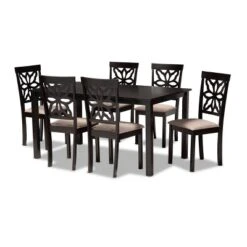 7pc Dallas Fabric Upholstered And Wood Dining Set - Baxton Studio -Restaurant Furniture Store GUEST fc6735e2 9556 42ec b179 4ef49b2116b1