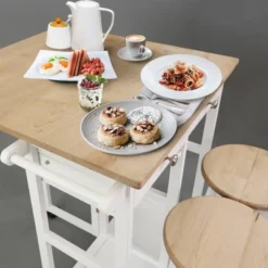 Square Hardwood Drop Leaf Table Top Breakfast Cart Natural/White - Flora Home 28 Square Hardwood Drop Leaf Table Top Breakfast Cart Natural/White - Flora Home -Restaurant Furniture Store GUEST fcc0c882 db70 4a8d 8907 1cd958edc357