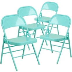 Flash Furniture 4 Pack HERCULES COLORBURST Series Triple Braced & Double Hinged Metal Folding Chair -Restaurant Furniture Store GUEST fd9488f3 d4da 4b1b 8a65 5420ad629026