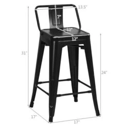 Tangkula Set Of 4 Metal Bar Stools 24" Industrial Chair Low Back Black -Restaurant Furniture Store GUEST fdc8fa18 236d 4659 ad10 50470a6fb32a