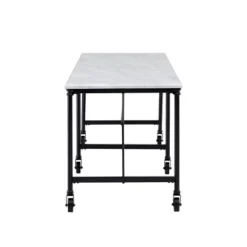 Elda Faux Stone Rolling Kitchen Island Black With White Faux Marble - Aiden Lane -Restaurant Furniture Store GUEST fdd15f87 f825 43a7 a91b efd9b09952ac
