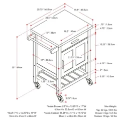 Sage Wood Kitchen Cart White - CorLiving -Restaurant Furniture Store GUEST ff494a7d 5b94 403a 957a 01fad89cc3a8
