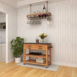 Coastal Wood Kitchen Cart Brown - Olivia & May -Restaurant Furniture Store GUEST ff5903fb 2343 4876 af94 310ed20be338