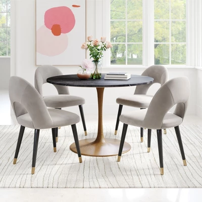 47.2" Lynnette Round Marble Dining Table Black - ZM Home 11 47.2" Lynnette Round Marble Dining Table Black - ZM Home - Image 9
